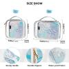 2 Pack Clear Decorative Travel Toiletry Bags TSA Approved Pink Blue Marble Leopard Print Reusable Makeup Travel Bag Mens Shaving kit de maquillaje para view 4