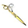 Hair Cutting, 6inch Professional 440c Steel Gold Scissor Cutting Barber Haircut Thinning Hairdressing view 1