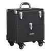 LSSOAZZVVN Two-Layer Rolling Makeup with Mute Caster Professional Large Capacity Nail Beauty Trolley Cosmetic Case, (Black) view 1
