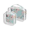 2 Pack Clear Decorative Small Toiletry Bag TSA Approved Nature Peach Cherry Blossom Teal Portable Cosmetic Bag Travel Mens Shaving kit Bolsa de maquillaje view 1
