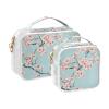 2 Pack Clear Decorative Small Toiletry Bag TSA Approved Nature Peach Cherry Blossom Teal Portable Cosmetic Bag Travel Mens Shaving kit Bolsa de maquillaje view 2