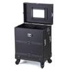 LSSOAZZVVN Large Makeup Vanity Case on Wheels with Mirror Professional High Capacity Cosmetics Box Trolley Case for Hairdressing Nail Makeup view 4