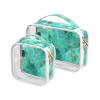 2 Pack Clear Decorative Hanging Travel Toiletry TSA Approved Pale Greenish-Gold Marble Texture Transparent Makeup Brush Bag Airport Airline Compliant Bolsa de almacenamiento view 1