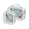 2 Pack Clear Decorative Hanging Travel Toiletry TSA Approved Blue White Striped Dog Multifunctional Makeup Brush Bag Travel Essential para maquillaje view 1