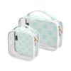 2 Pack Clear Decorative Toiletry Bags for TSA Approved Mint Green Plaid Reusable Makeup Travel Bag Shaving Essentials de maquillaje view 1