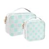 2 Pack Clear Decorative Toiletry Bags for TSA Approved Mint Green Plaid Reusable Makeup Travel Bag Shaving Essentials de maquillaje view 2
