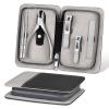 IBUNEERLY Manicure Set, Nail Cutters Set with Travel Leather Case, Professional Manicure Tools for Thick Nail & Ingrown Nail, Nail Cutters for Men and Women, Silver view 1