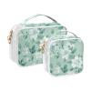 2 Pack Clear Decorative Toiletry Travel Bag TSA Approved Flowers Mint Green Water-Resistant Makeup Bag Organizer Travel Essential maquillaje para view 2