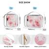 2 Pack Clear Decorative Travel Toiletry kit TSA Approved Watercolor Art Flowers Red Transparent Makeup Bag Travel Journey Essential de maquillaje para view 4