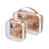 2 Pack Clear Decorative Toiletry Bag Travel TSA Approved Rose Gold Texture Portable Cosmetic Travel Bags for Women Airport Airline Compliant de maquillaje view 1