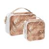 2 Pack Clear Decorative Toiletry Bag Travel TSA Approved Rose Gold Texture Portable Cosmetic Travel Bags for Women Airport Airline Compliant de maquillaje view 2