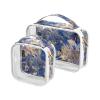 2 Pack Clear Decorative Travel Toiletry Bag TSA Approved Chic Abstract Fireworks Bursting Painting Blue Gold Reusable Makeup Brush Bag Mens Shaving kit maquillaje view 1