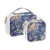 2 Pack Clear Decorative Travel Toiletry Bag TSA Approved Chic Abstract Fireworks Bursting Painting Blue Gold Reusable Makeup Brush Bag Mens Shaving kit maquillaje view 2