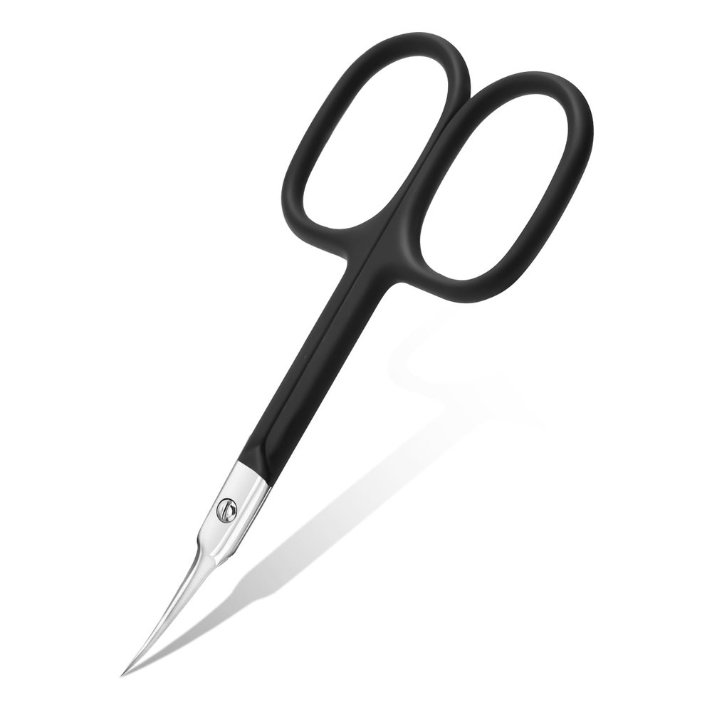 CGBE Cuticle Scissors Extra Fine Curved Blade, Super Slim Manicure Scissors for Cuticles Professional Small Scissors with Precise Pointed Tip Grooming Blades, Eyebrow, Eyelash, and Dry Skin - Black