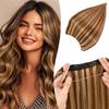TESSHAIR Thick Halo Hair Extensions Straight, 100% Real Human Hair,No Tangle & Smooth,Invisible Wire Extensions for Women,80g,16 Inch #4P27 Medium Brown Mixed Dark Blonde view 1