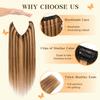 TESSHAIR Thick Halo Hair Extensions Straight, 100% Real Human Hair,No Tangle & Smooth,Invisible Wire Extensions for Women,80g,16 Inch #4P27 Medium Brown Mixed Dark Blonde view 3