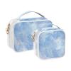 2 Pack Clear Decorative Toiletry Hanging Bag TSA Approved Blue Marble Texture Chic Water-Resistant Cosmetic Bags for Women Mens Shaving kit de maquillaje view 2