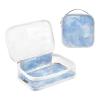 2 Pack Clear Decorative Toiletry Hanging Bag TSA Approved Blue Marble Texture Chic Water-Resistant Cosmetic Bags for Women Mens Shaving kit de maquillaje view 3