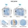 2 Pack Clear Decorative Toiletry Hanging Bag TSA Approved Blue Marble Texture Chic Water-Resistant Cosmetic Bags for Women Mens Shaving kit de maquillaje view 4