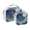 2 Pack Clear Decorative Mens Toiletry Travel Bag TSA Approved Flying Witch Broomstick Moonlit Sky Transparent Cosmetic Travel Bags for Women Shaving Essentials Bolsa de almacenamiento view 2