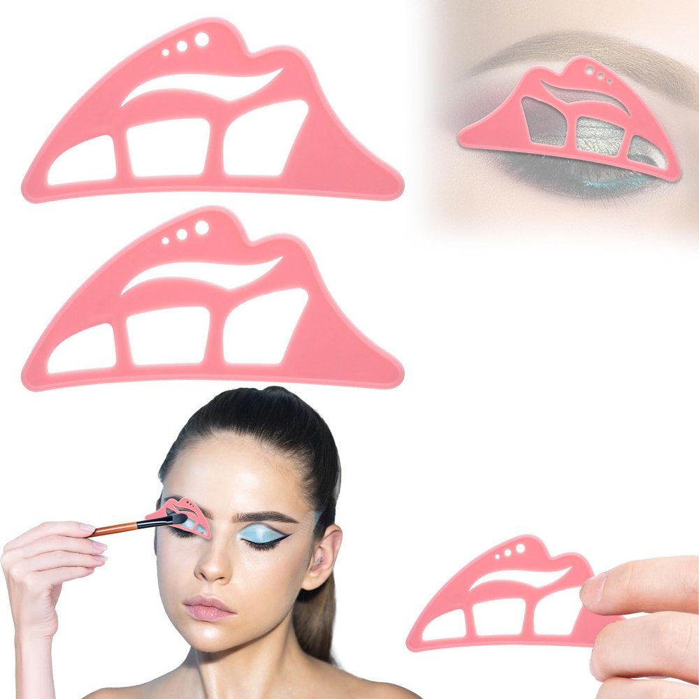 NFAMRZCAR 2PC Eyeshadow Stencil 2025 New 5 in 1 Silicone Eyeshadow Tool,Reusable Eye Makeup Aid Stencils,Eye Makeup Aid, for Make Up Beginners&Women (Pink)