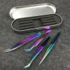 4PCS Lash Tweezers Set False Eyelash Extension Clip Pliers Eyebrow Tweezers for Hair Nail Art Soldering(E) view 4