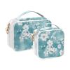 2 Pack Clear Decorative Hanging Toiletry Bag TSA Approved Nature White Cherry Blossom Teal Transparent Bags for Women Travel Essential de maquillaje view 2