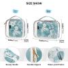 2 Pack Clear Decorative Hanging Toiletry Bag TSA Approved Nature White Cherry Blossom Teal Transparent Bags for Women Travel Essential de maquillaje view 4