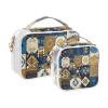 2 Pack Clear Decorative Toiletry Bags for TSA Approved Boho Blue Gold Regular Texture Transparent Makeup Brush Bag Airport Airline Compliant maquillaje view 2