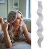 10 Pcs Invisible Tape in Hair Extensions, 20Inch Blonde Tape in Hair Extensions Synthetic, Curly Wavy Hair for Party, Music Festival, Daily Use (Silver Gray) view 1