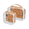 2 Pack Clear Decorative Toiletry Hanging Bag TSA Approved Chic Lily of Valley Terracotta Waterproof Clear Makeup Bag Travel Essential maquillaje para view 1