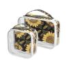 2 Pack Clear Decorative Toiletry Bag Men TSA Approved Bohemian Retro Sunflower Transparent Travel Makeup Bag Shaving Essentials Bolsa de maquillaje view 1