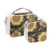 2 Pack Clear Decorative Toiletry Bag Men TSA Approved Bohemian Retro Sunflower Transparent Travel Makeup Bag Shaving Essentials Bolsa de maquillaje view 2