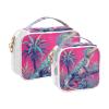 2 Pack Clear Decorative Mens Toiletry Bag TSA Approved Reptile Peach Tropical Style Transparent Small Cosmetic Bag Airport Airline Compliant maquillaje view 2