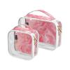 2 Pack Clear Decorative Mens Toiletry Bags TSA Approved Peach Marble Transparent Makeup Brush Bag Travel Essential maquillaje view 1