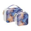 2 Pack Clear Decorative Hanging Toiletry Travel TSA Approved Marble Royal Blue Peach Gold Multifunctional Travel Cosmetic Bag Mens Shaving kit maquillaje para view 2