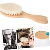 Mikinona Dense Wool Mustache Brush with Curved Handle Soft Bristle Beard and Face Cleaning Brush for Men for Grooming and Shower Use view 2