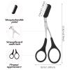 2PCS Eyebrow Trimmer Scissors with Comb, Stainless Steel Eyebrow TrimmerScissors for Women and Man, Professional Precision Eye Brow Trimmer with Non-Slip Finger Grip Black view 2