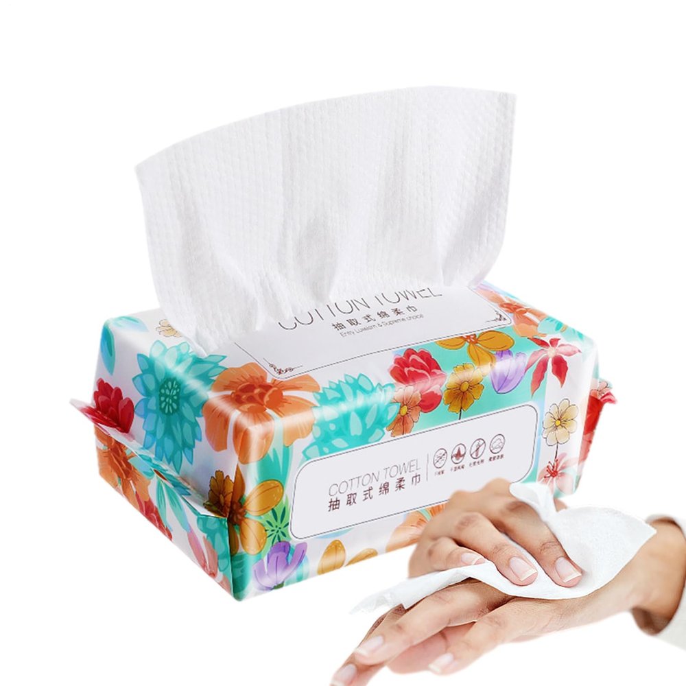 Cotton Face Wipes | Thick Facial Paper Towels Pearl Pattern Design | Large Cotton Towels for Washing Face, Dry Wipes for Sensitive Skin, Makeup Removal, Daily beauti Routine & Hygiene Use