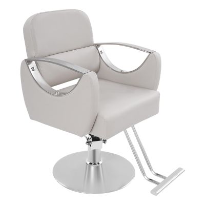 360 Rotatable Hairdressing Chair, Hydraulic Barber Chair, Reclining Salon Hair Chairs with Height Adjustable, Aluminium Alloy Footrest, Beauty Spa Cosmetology Shampoo Equipment (Light Grey)
