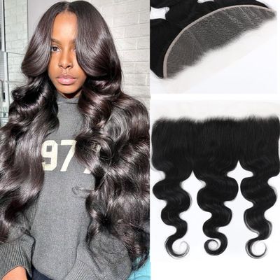 13x4 Transparent HD Lace Frontal 20 Inch Body Wave Human Hair 100% Unprocessed Brazilian Virgin Lace Frontal Closure 150% Density Human Hair Pre Plucked with Baby Hair Natural Color