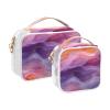 2 Pack Clear Decorative Men Toiletry Bag TSA Approved Red Purple Wave Fluid Art Style Portable Makeup Bag Small Mens Shaving kit de maquillaje view 2