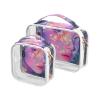 2 Pack Clear Decorative Mens Toiletry Bags for Traveling TSA Approved Anime Girl Psychedelic Transparent Makeup Brush Bag Mens Shaving kit de maquillaje para view 1