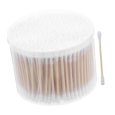 ABOOFAN 500 Pcs Double-Ended Cotton Swabs for Babies Wooden Sticks Hypoallergenic Ear Cleaning and Makeup Removal Swabs Reusable Cosmetic Cotton Tips for Beauty and PET Care