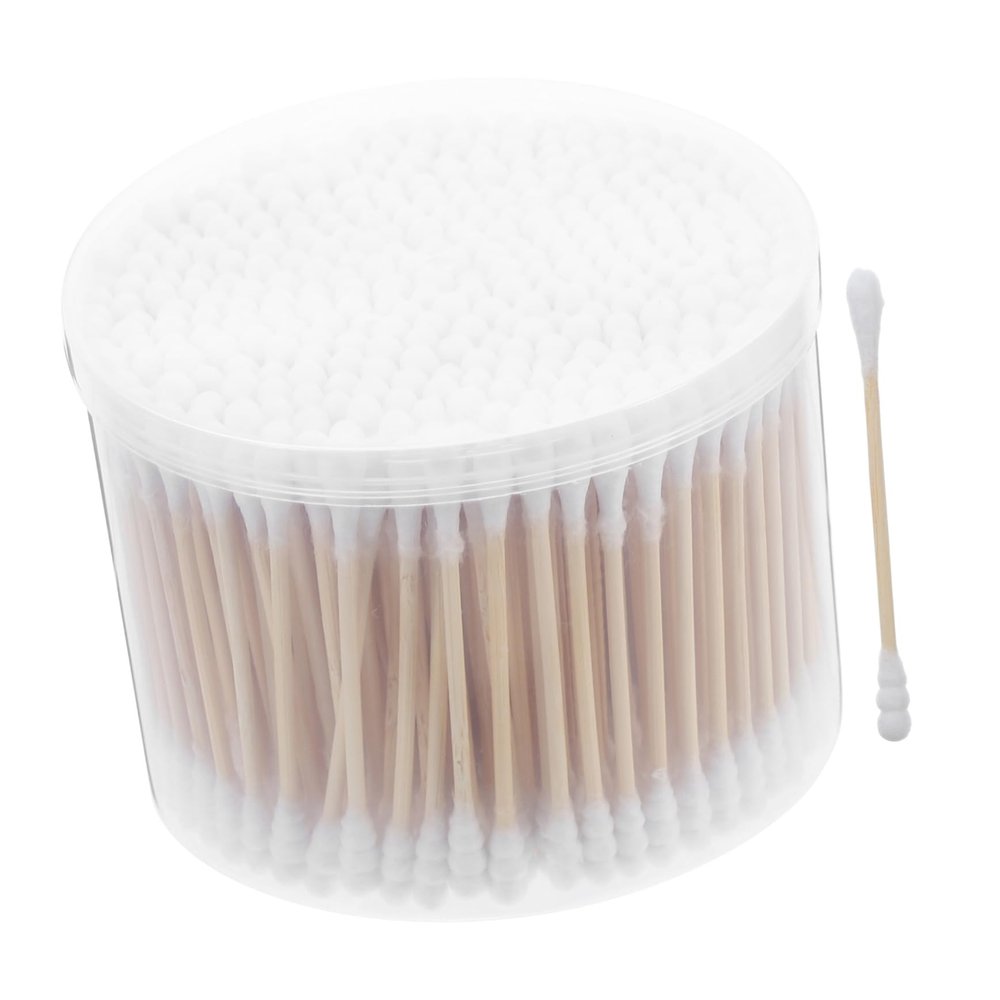 ABOOFAN 500 Pcs Double-Ended Cotton Swabs for Babies Wooden Sticks Hypoallergenic Ear Cleaning and Makeup Removal Swabs Reusable Cosmetic Cotton Tips for Beauty and PET Care