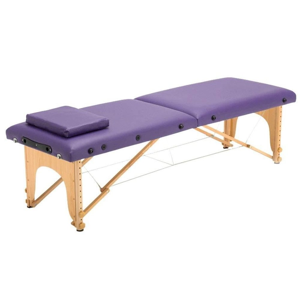 2-Section Massage Table with Headrest, Foldable Portable Spa Beauty Bed for Acupuncture, Tattoo & Home Use, Purple