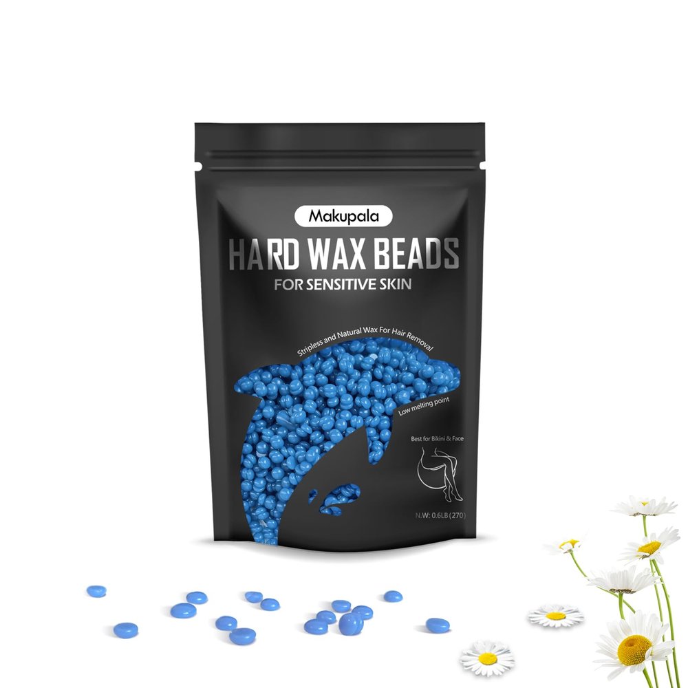 0.6 lb Hard Wax Beads for Hair Removal, Brazilian Waxing Beads for Sensitive Skin Bikini Body Face Nose Coarse and Fine Hair, 9.6 oz Blue Stripless Wax Bean, Women Men Beginner-Friendly Home