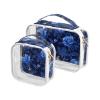 2 Pack Clear Decorative Toiletry Bags for TSA Approved Chic Unique Rose Royal Blue Water-Resistant Bag Travel Cosmetic Travel Essential Bolsa de almacenamiento view 1