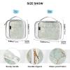 2 Pack Clear Decorative Toiletry Bags for Traveling Women TSA Approved Light Green Luxury Marble Texture Portable Cosmetic Bags for Women Travel Set Airport Airline Compliant Bolsa de almacenamiento view 4