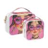2 Pack Clear Decorative Toiletry Bag for Women TSA Approved Beauty Girl Portable Makeup Brush Bag Travel Essential Bolsa de maquillaje view 2